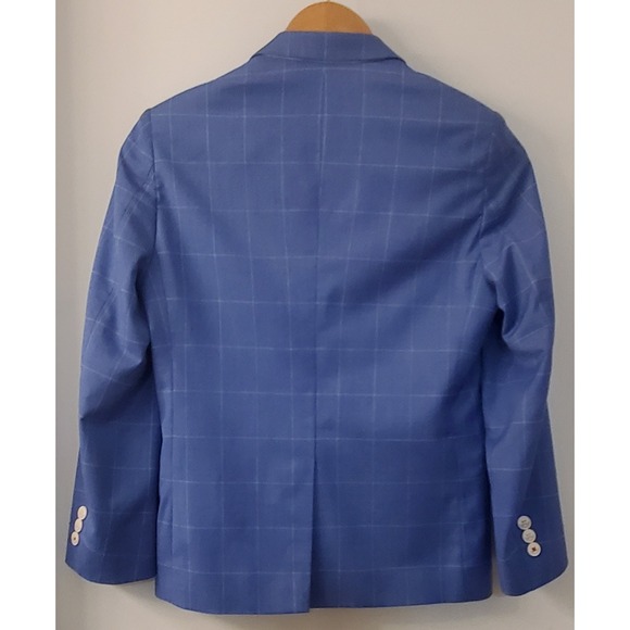 Tommy Hilfiger Blazer TH Flex Windowpane Mazarine Blue 12 Boy's Notch Collar - Picture 4 of 13